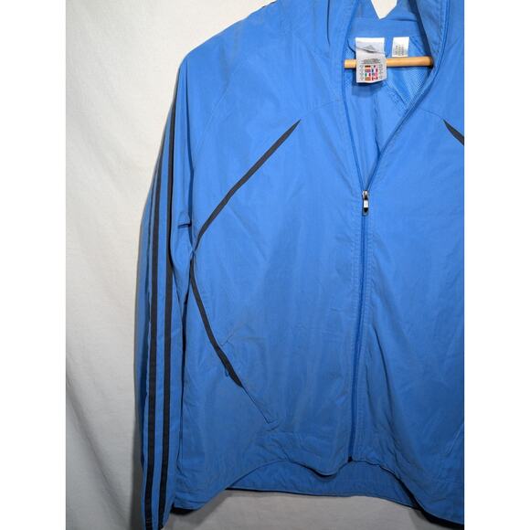 Adidas Womens Full Zip Track Jacket Sz Large Running Light Blue 3 Stripes Y2K - Picture 3 of 6